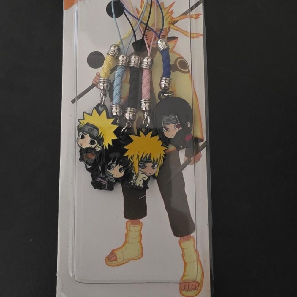 Naruto bag/phone strap keychain metal charm set